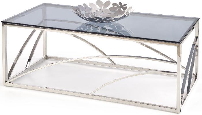 Стол журнальный Halmar Universe  (металл окрашенный, стекло-дымчатый,  серебристый (Halmar ) )