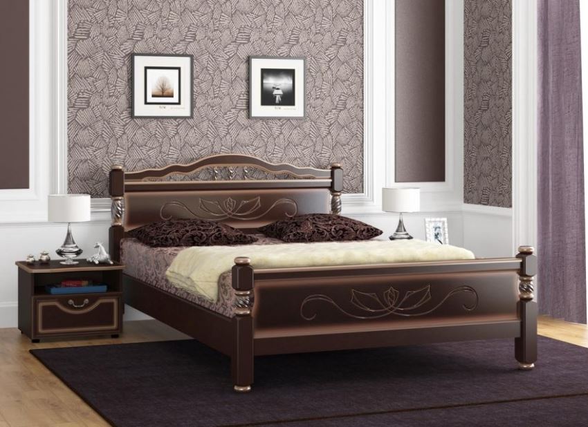 Фото Кровать двуспальная Карина-5 (СМ 140х200) без основания с универсальными царгами от производителя Браво-мебель в Крыму по цене 17 530 ₽