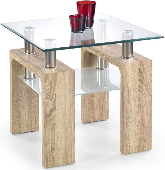 Стол журнальный Halmar Diana H kwadrat (мдф/металл, стекло-бесцветный,  дуб сонома (Halmar ) )