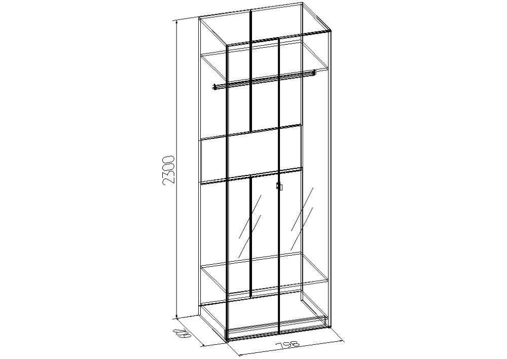Фото Шкаф Bauhaus-8 (80) с зеркалами двухдверный от производителя Глазов в Крыму по цене 18 210 ₽