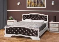 Кровать двуспальная Карина-10 (СМ 140х200) с элементами темной экокожи, без основания с универсальны в интернет магазине Планета Комфорта Фото derevyannye-krovati кровать двуспальная карина-10 (см 140х200) с элементами темной экокожи, без основания с универсальны производитель Браво-мебель