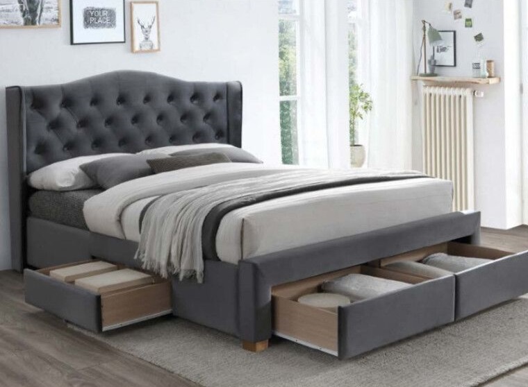 Фото Кровать двуспальная Signal Aspen velvet bluvel II (СМ 160х200) c ортопедическим основанием от производителя Signal в Крыму по цене 99 730 ₽
