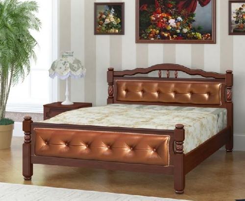 Кровать двуспальная Карина-11 (СМ 140х200) с элементами экокожи, без основания с универсальными царг в интернет магазине Планета Комфорта Фото derevyannye-krovati кровать двуспальная карина-11 (см 140х200) с элементами экокожи, без основания с универсальными царг производитель Браво-мебель