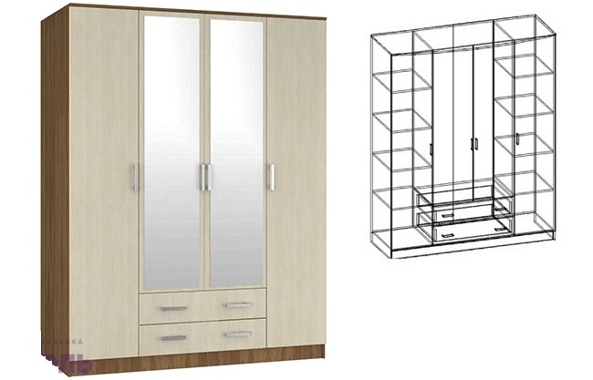 Фото Шкаф Светлана (168) четырехдверный от производителя Мебель Маркет в Крыму по цене 34 440 ₽