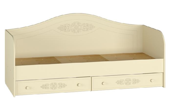 Кровать односпальная Ассоль плюс АС-10 (СМ 80х200) комплектуется настилом ( 80х200 , ЛДСП/МДФ , ваниль/ваниль , без подъемного мех. , ящики в комплекте , без матраса (Компасс) )