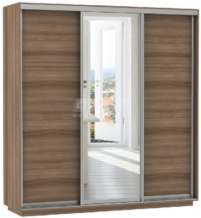 Шкаф-купе Экспресс Трио Медиум (2,1х0,6х2,2 - 3 двери) (Материал дверей:лдсп-зеркало, цвет дверей:ясень шимо темный-зеркало-ясень шимо темный, цвет каркаса:ясень шимо светлый (Мебельная компания Е1) )