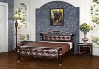 Фото derevyannye-krovati кровать односпальная карина-11 (см 120х200) с элементами экокожи, без основания с универсальными цар производитель Браво-мебель